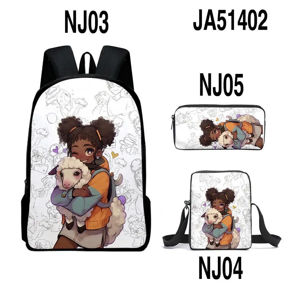 Creative Amanda the Adventurer 3D Print 3pcs/Set pupil School Bags Laptop Daypack Backpack Inclined shoulder bag Pencil Case