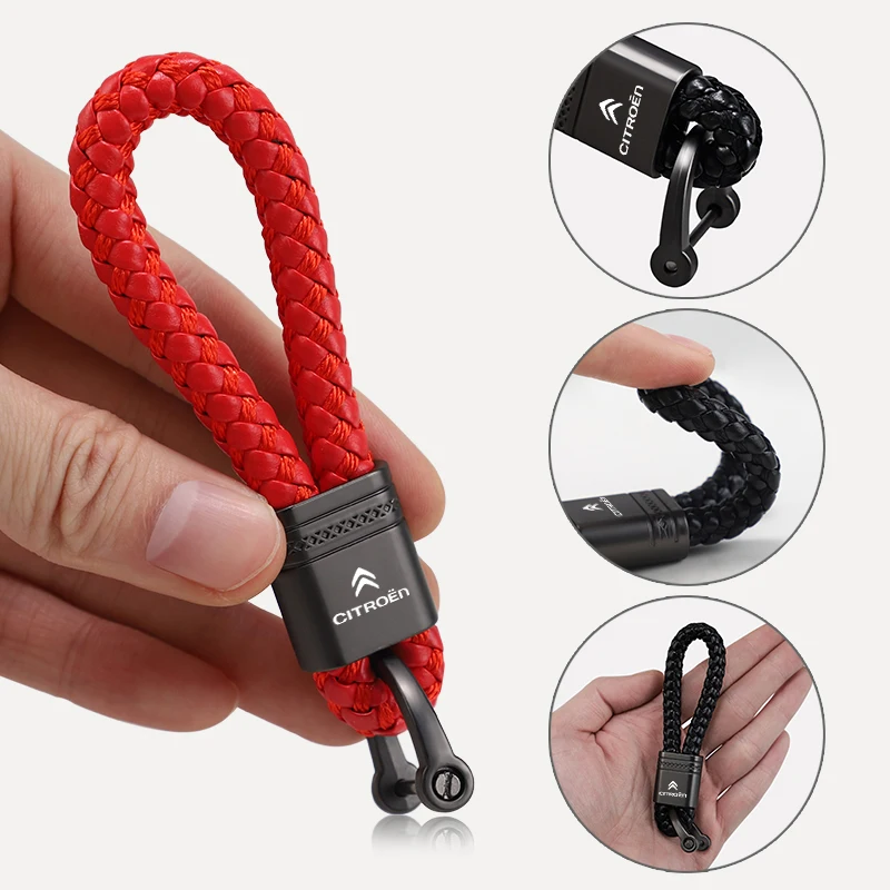 سيارة التصميم المفاتيح الجلود المنسوجة حبل حلقة رئيسية معدنية لسيتروين C1 DS3 C2 C3 Vts C4 Saxo C4L C5 C6 C8 كسارا C3-XR بيكاسو #3
