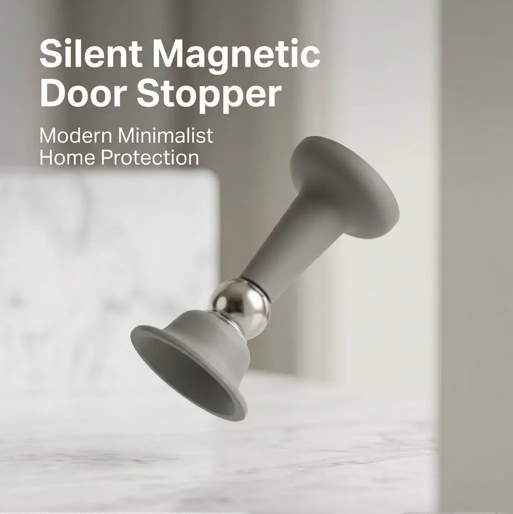 Punch-Free Magnetic Floor Door Stopper Soft Silicone Anti-Collision Quiet Door Catch Strong Magnet Door Holder for Bathroom