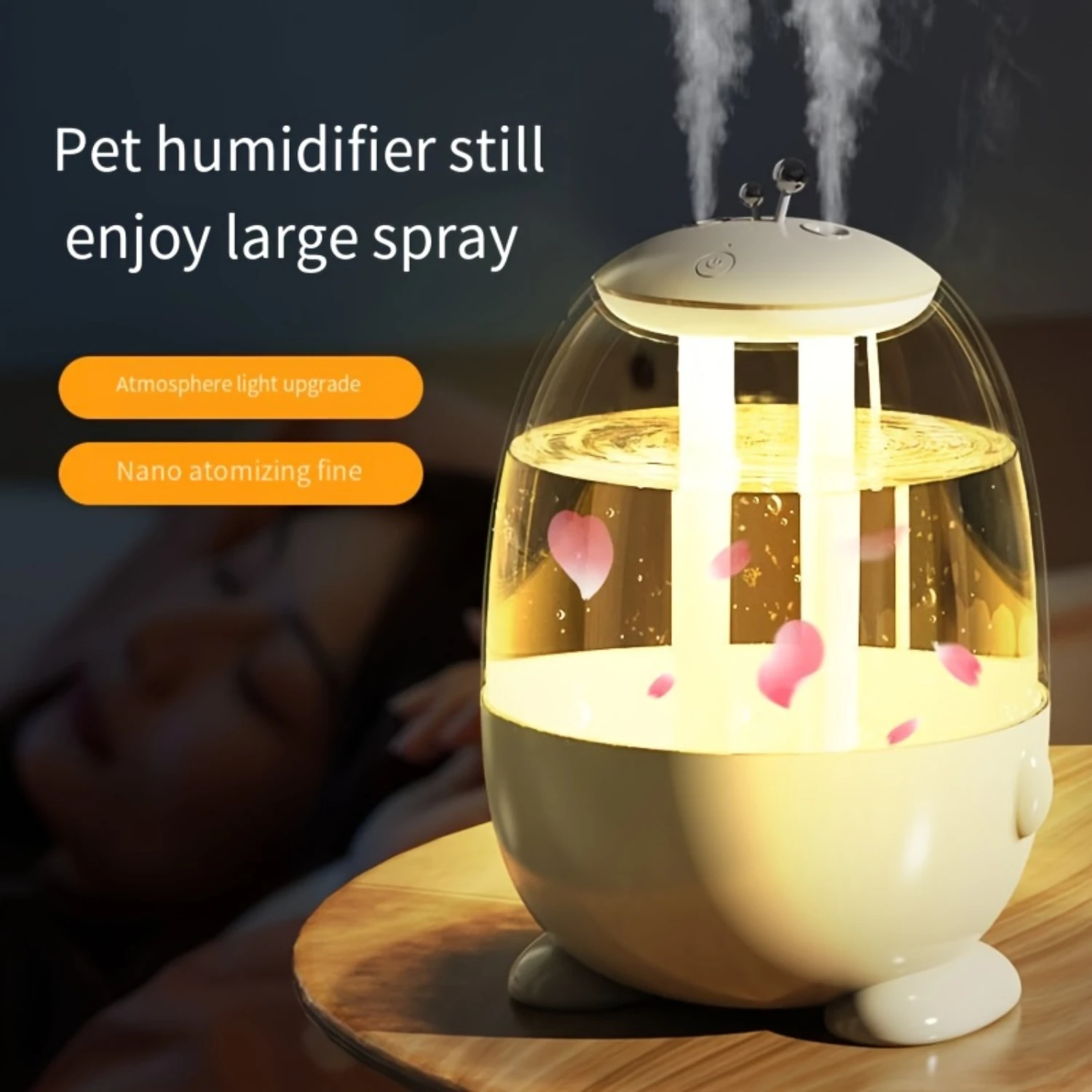 101.44oz Large Capacity Double Spray Penguin-Shaped Humidifier, Silent Air Humidifier For Bedroom Office Desktop, Intelligent Po