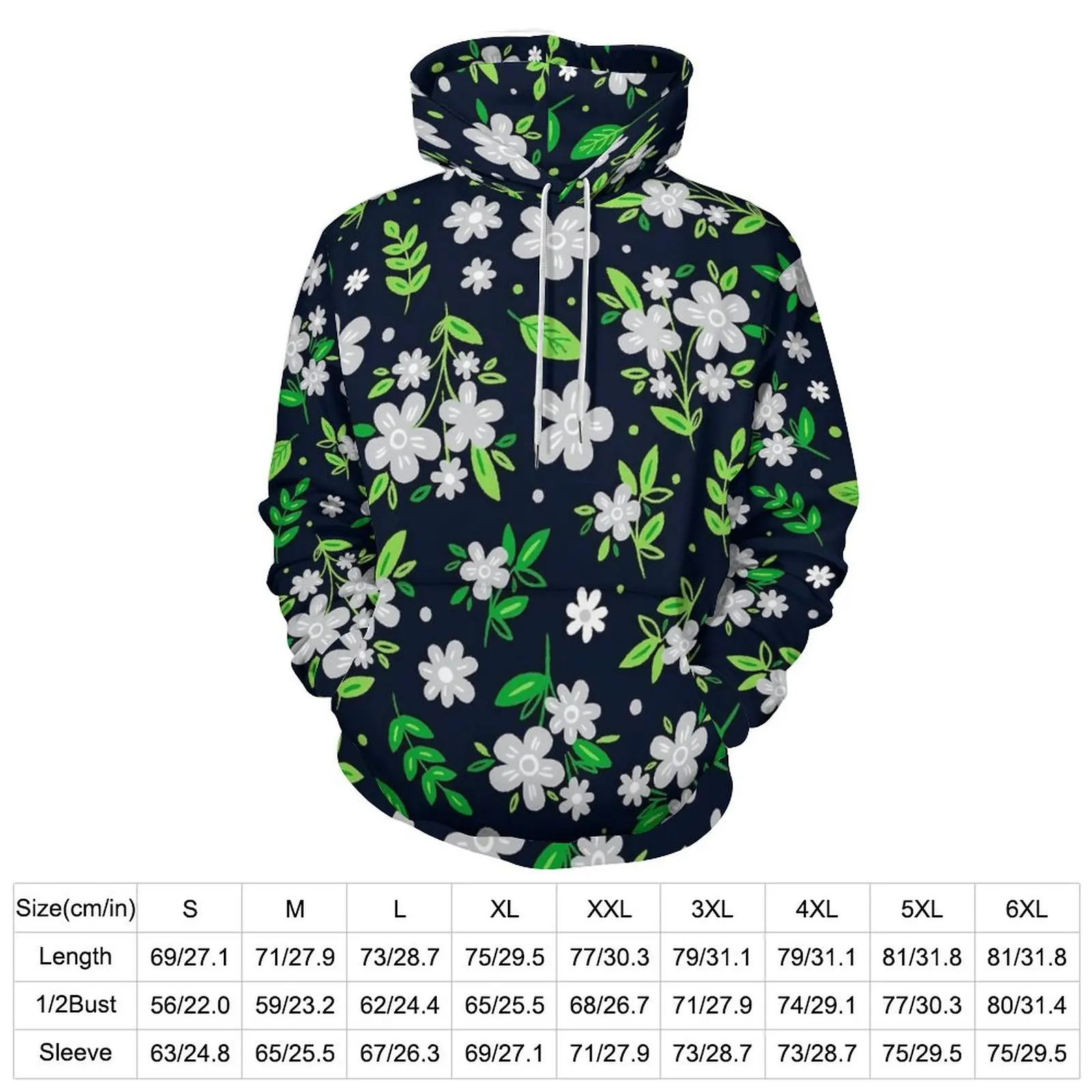 Ditsy Floral Loose Hoodies Flowers Print Cute Hoodie Couple Long Sleeve Oversized Casual Custom Sweatshirts