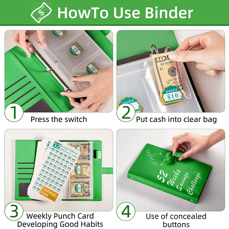 52-Week 52 Week Savings Challenge Saving Money Challenge Savings Loose-leaf Book Notebook Cash Budget Organizer Save Money Game