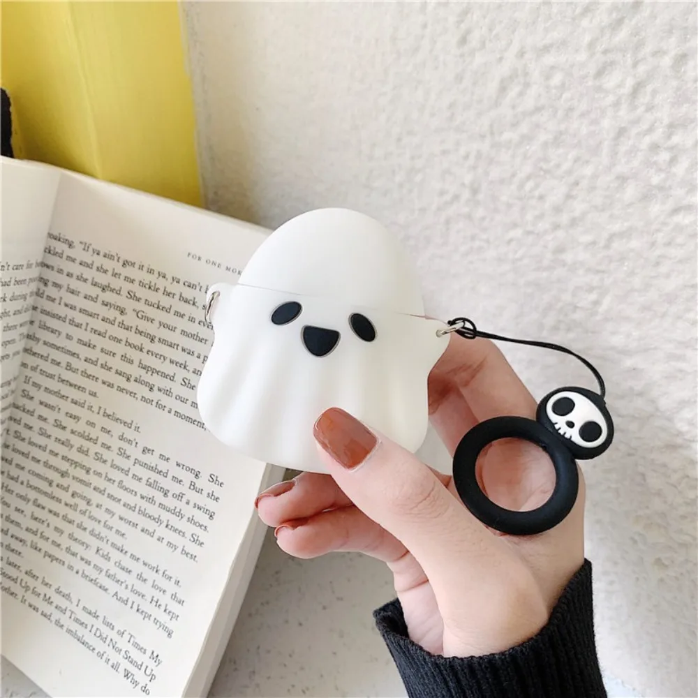 Cute Silicone Earphone Case Cartoon Ghost Design Durable Headphone Cover Portable Halloween Gifts for Airpods 1/2/3/Pro/Pro2