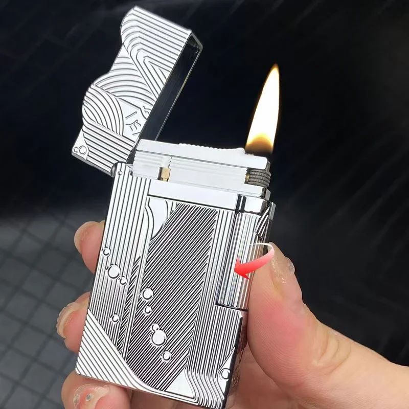 Classic Sound Brass Lighter Gold Sleeping Mermaid Pattern Retro Kerosene Lighter Fire Men\'s Collection Exquisite Men\'s Gift