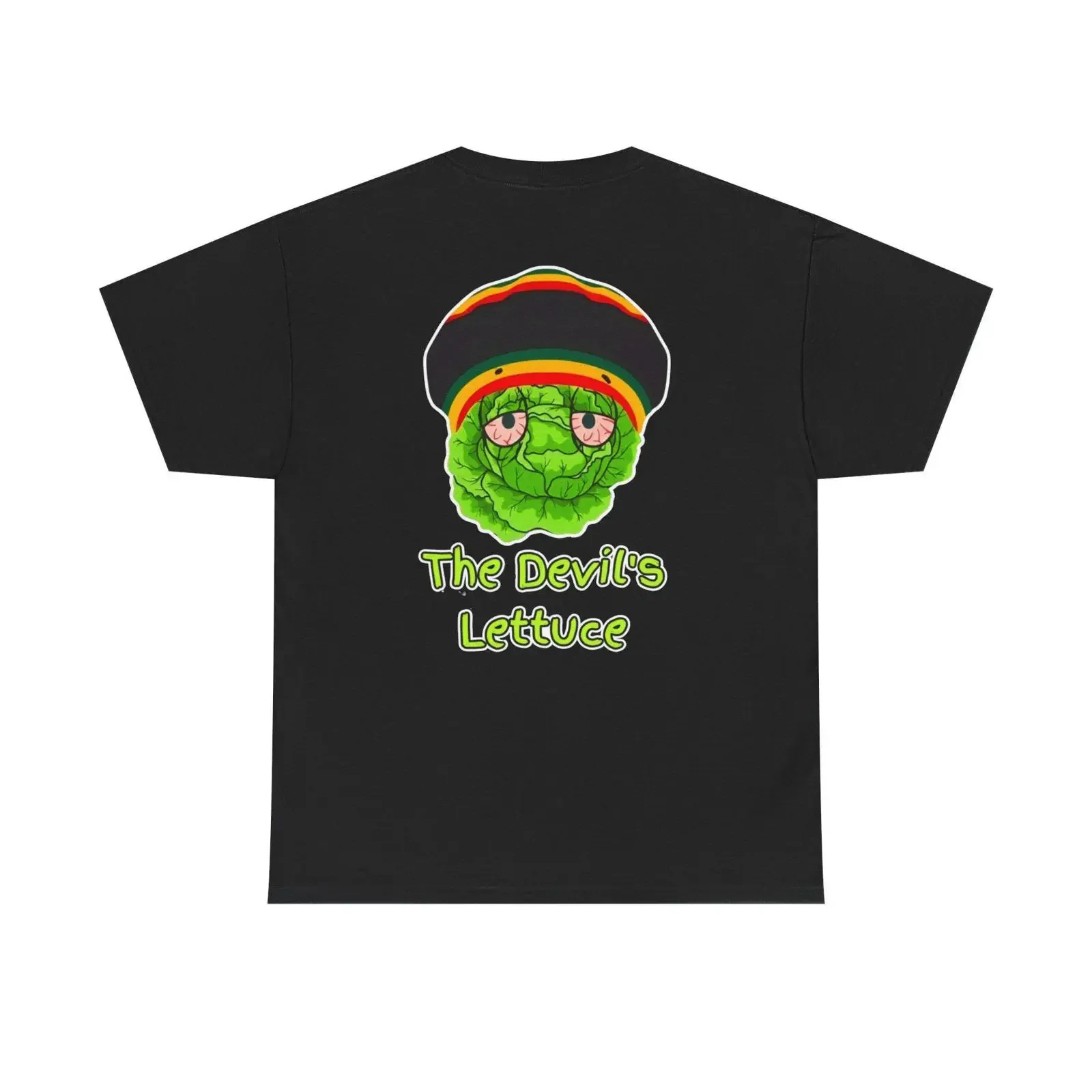 The Devil's Lettuce Rastafarian Hat Cartoon Black T Shirt vintage Washed Casual Stretched Versatile Soft Comfortable Unisex