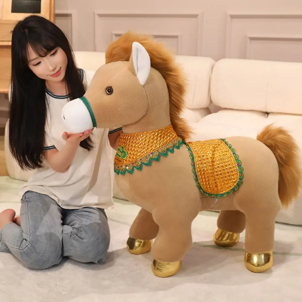 Traditional Mascot Horse Stuffed Toys 25cm Lucky Chinese Zodiac Horse Cartoon Animal Cute Pony Plush Doll Festival Gift