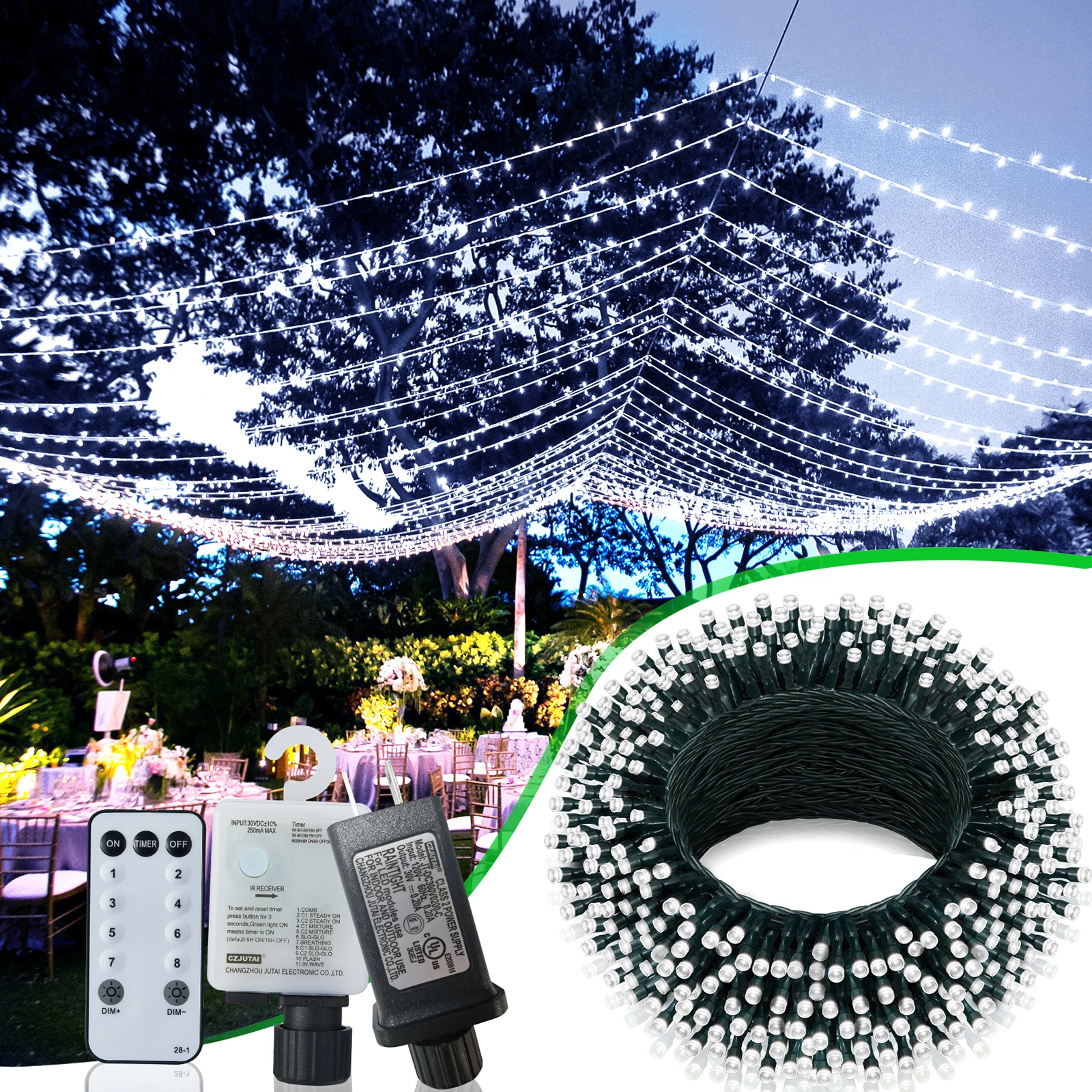 Tira de luces Led de Navidad con temporizador, tira de luces de 60m, 580, con memoria indicadora y función de temporizador, 1 unidad