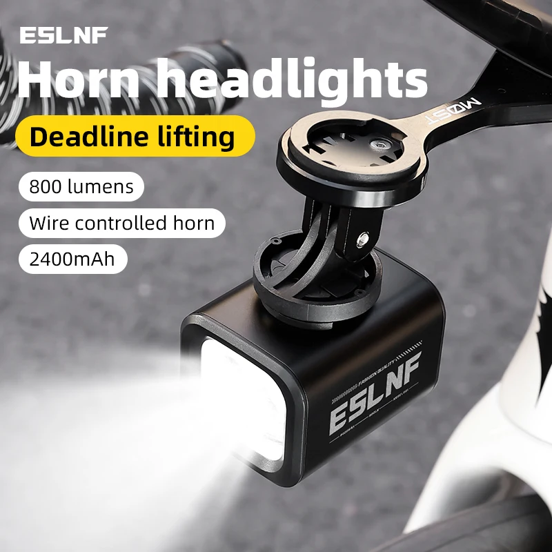 Image of ESLNF Hochleistungs-Fahrradscheinwerfer 800 Lumen Wasserdichtes Aluminium-LED-Vorderlicht mit Hupe