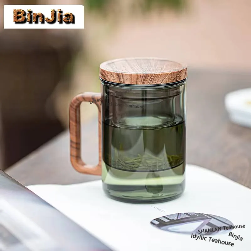 400ml Heat-resistant Glass Tea Cup Filter Tea Separator Cup Transparent Water Jug With Handle Cup Personalized Official Mug Gift