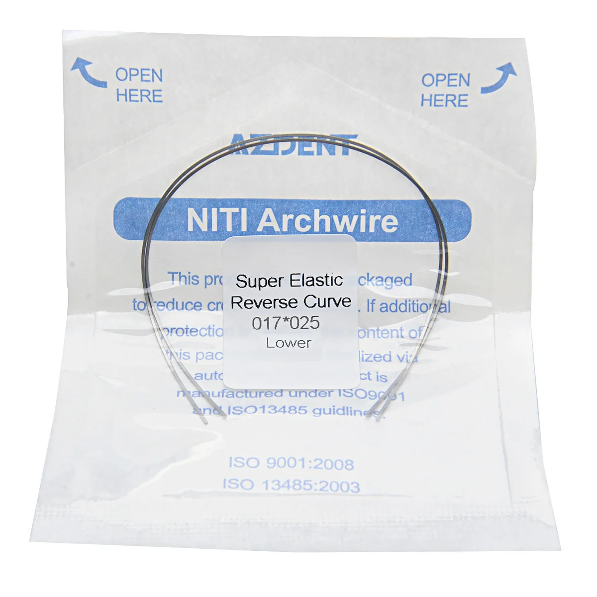 2szt AZDENT Dental Orthodontic NITI Reverse Curve Arch Wires NITI Alloy Rectangular/Round Archwire Oval Form Dental Materials