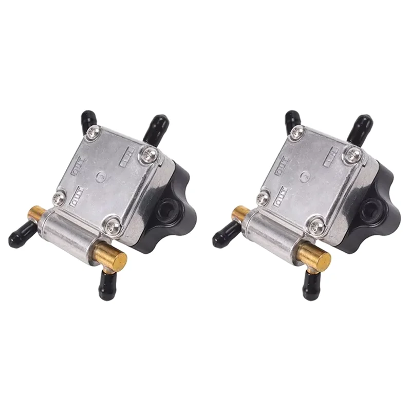 

2 PCS Boat Engine Fuel Pump Assy Silver & Black Metal For Outboard 4-Stroke 15HP 20HP Outboard Motor