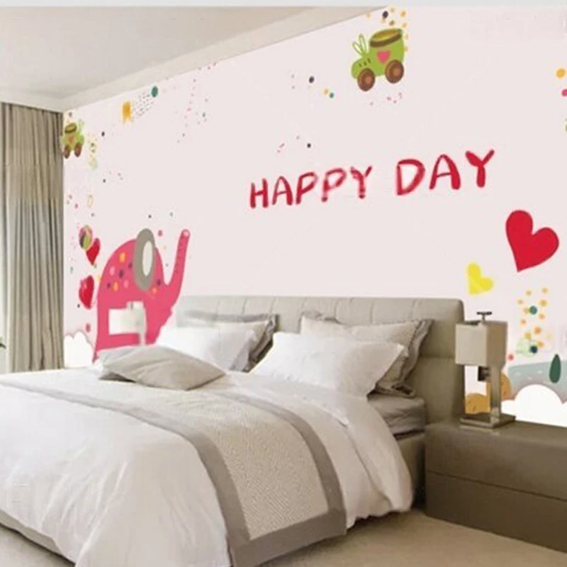 Cartoon animals elephants children's living room TV bedroom home decoration background wall paintings
