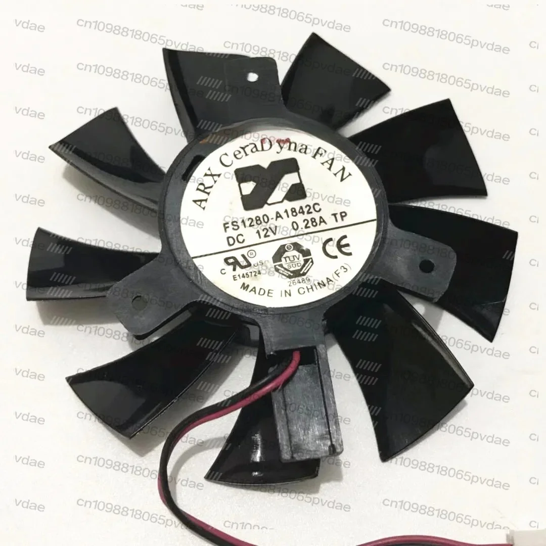 ARX FS1280-A1842C DC 12V Dia. 75mm C.T.C 40mm 2-Wire Server Frameless Fan