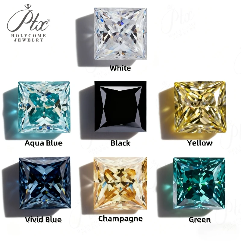 

Многоцветный муассанит принцессы с 8 сердечками, 8 стрелками, сверкающий граненый камень для ювелирных изделий своими руками, колец, ожерелий и индивидуального дизайна