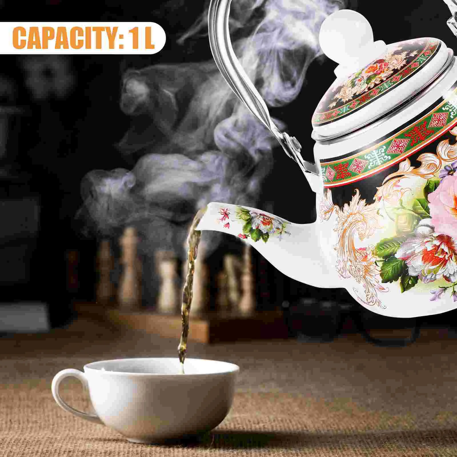 Retro Coffee Maker Enamel Teapot Kettle Camping 1900X1350X1350CM Water Boiling Enameled Household Serving