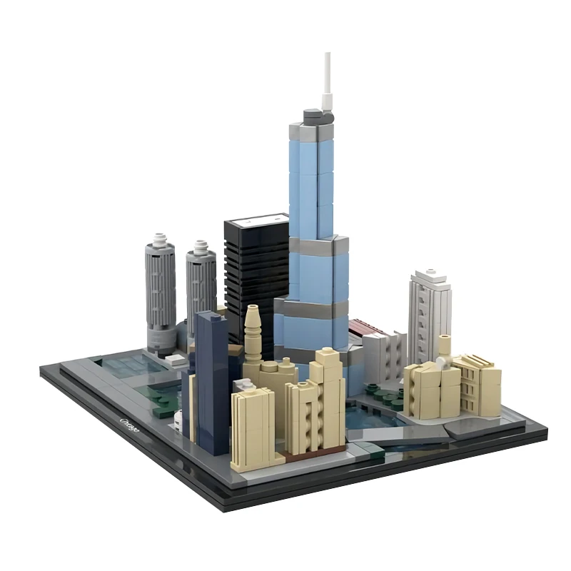 697 Stuks Rivier Noord-Chicago Street View Wolkenkrabber Architectieve Modulaire Bouwstenen Modeltechnologie Bakstenen Speelgoed Kerstcadeaus