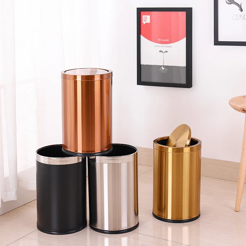 Stainless Steel Small Trash Can Metal Black Elegant Garden Trash Can Hotel Room Smart Tools De Poubelle Garbage Bin For Dustbin