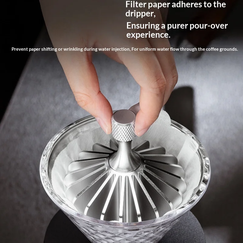 All Aluminum Pour Over Coffee Paper Press Filter Paper Leveling Tool V60 Cone Paper Filter Press Aid for Home Office In Stock