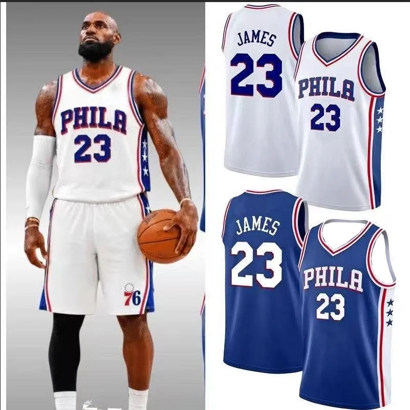 Philadelphia 23 Basketball Jersey Sleeveless Tank Top Quick Dry Sport Streetwear Fans Training Vest White Blue Family Matching