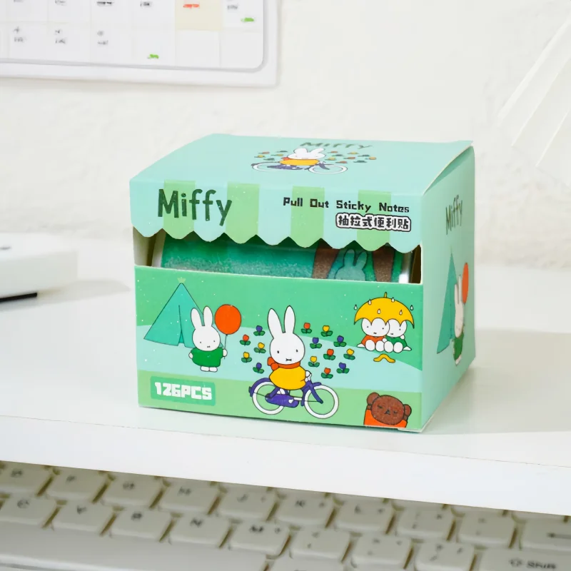 126 vellen Miffy uitneembare plaknotities, Kawaii, transparant, herbruikbaar, studentenmemo, kantoorberichtnotities, sticker, aantrekkelijk cadeau