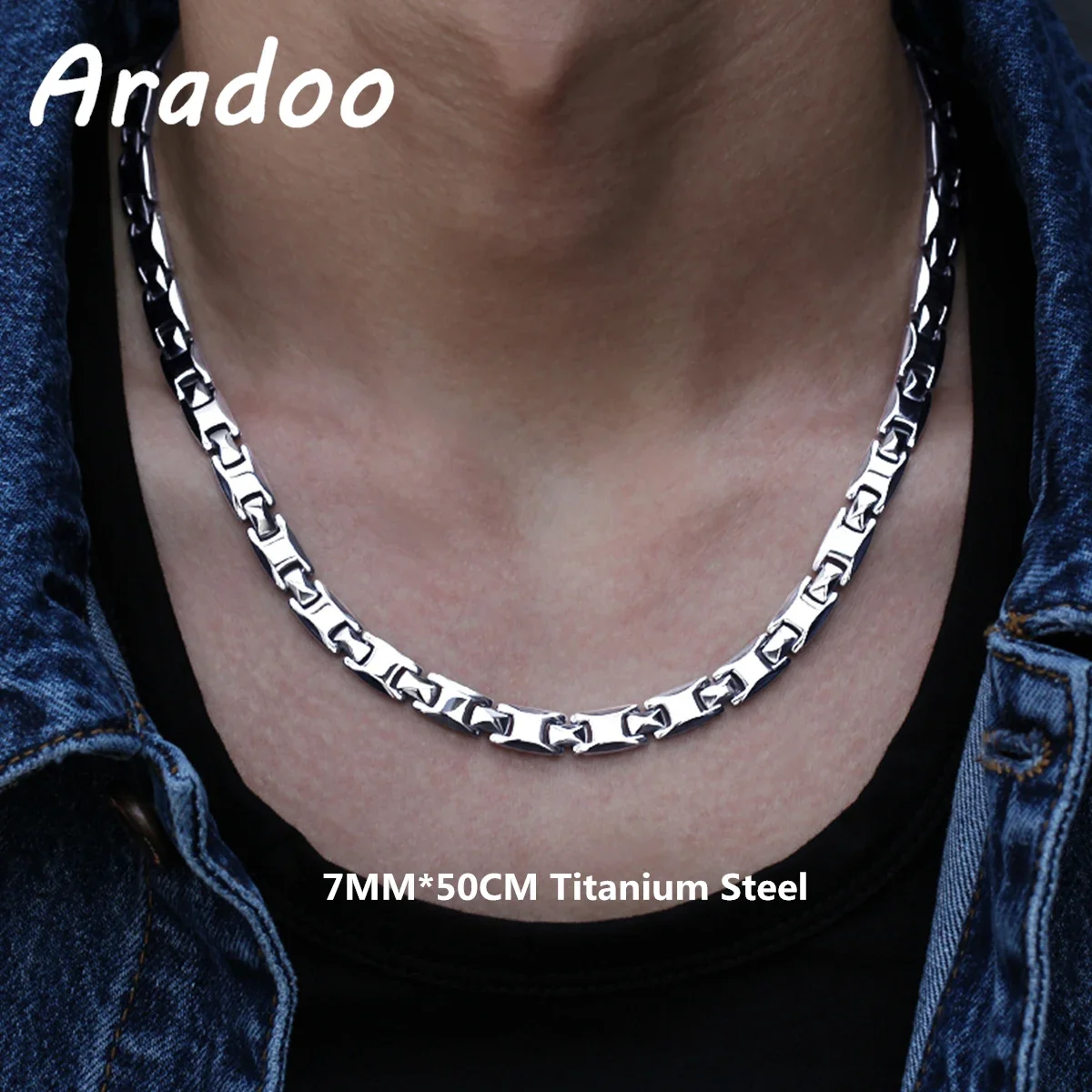 ARADOO Men Necklace Steel Silver 6