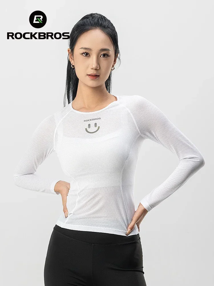 

ROCKBROS Women's Long Sleeve Shirts Summer Cycling Jersey For Fitness Gym Sports Yoga Shirts Reflective LOGO Breathable Clothes