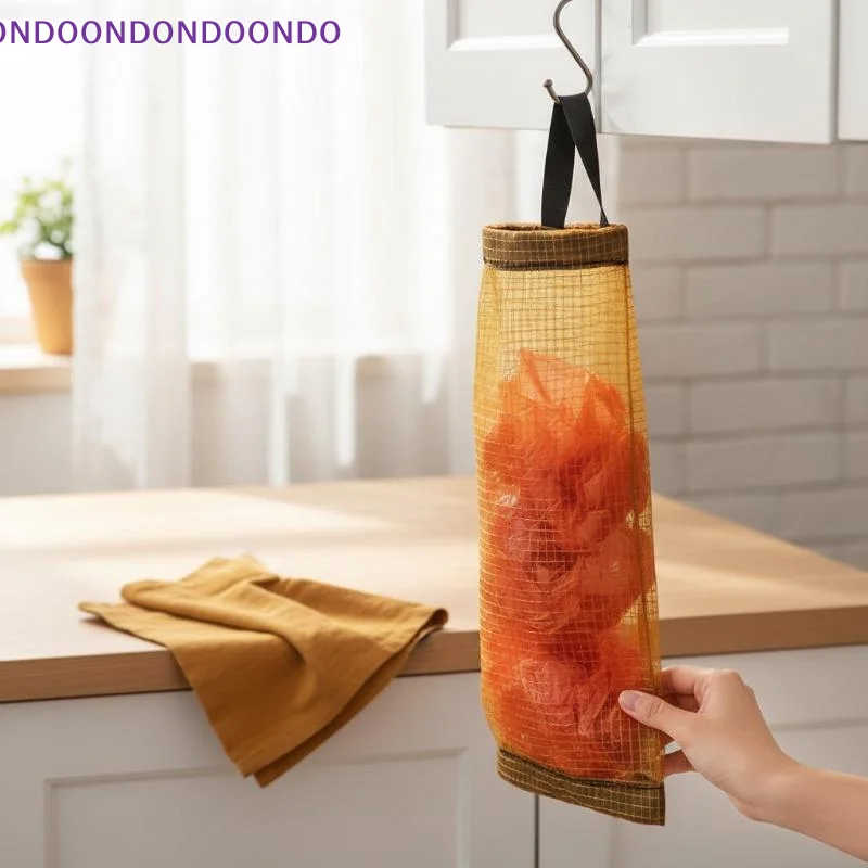 Kitchen Hanging Mesh Storage Bag Large Capacity Organizer Garbage Rack Distributor for Fruit Vegetable Waste Storage