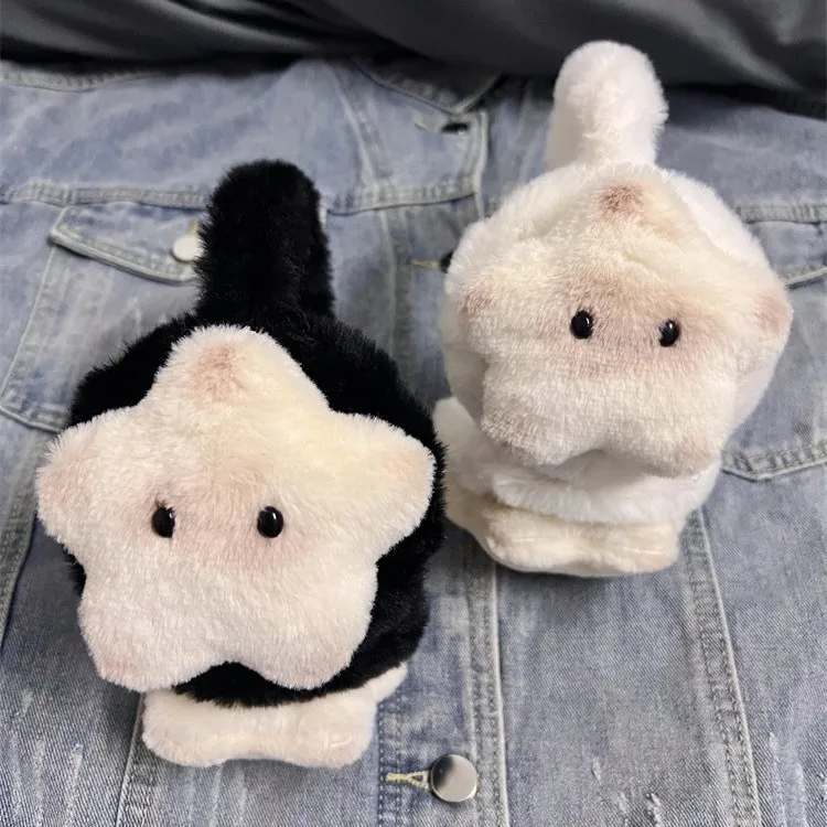 Korean style Star Shaped Fluffy Earmuffs , Women Cold Protection  Cover Keep Warm Solid Color Plush Earmuffs Cycling Accessori