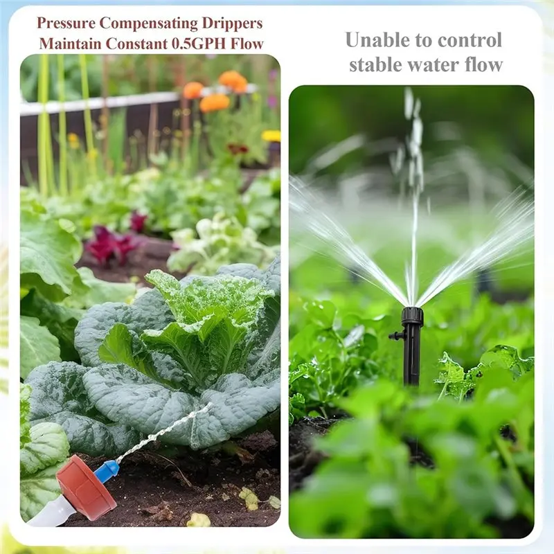 【EFFICIENT 】For 1/4 Inch For 60Pcs 0.5 GPH Pressure Compensating Irrigation Spot Dripper Emitters Parts Watering Tubing Line Hea