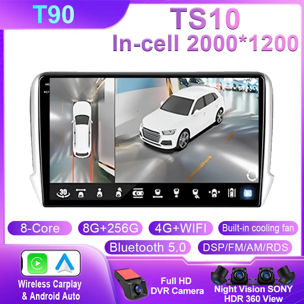 Android Auto Voor Peugeot 2008 208 2012 - 2018 Multimedia Speler Navigatie GPS Carplay QLED Touchscreen Auto Stereo WIFI Geen 2din