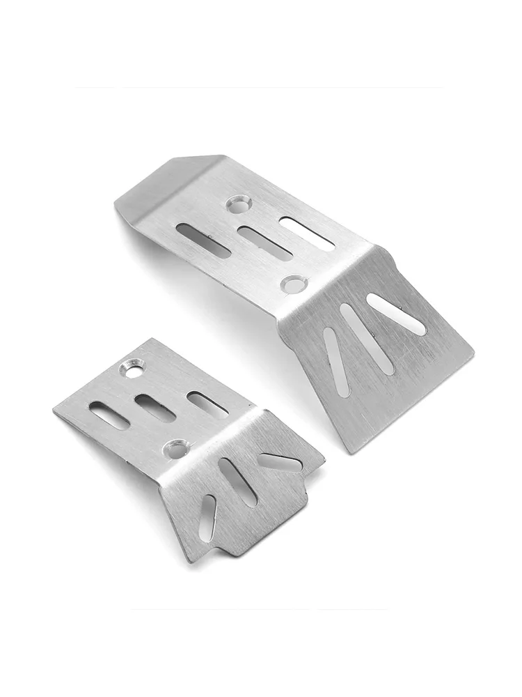 LMX RC 2pcs Stainless Steel Front And Rear Chassis Armor Protector for Arrma 1/18 Granite Grom RC Car Upgrade Parts Accessories