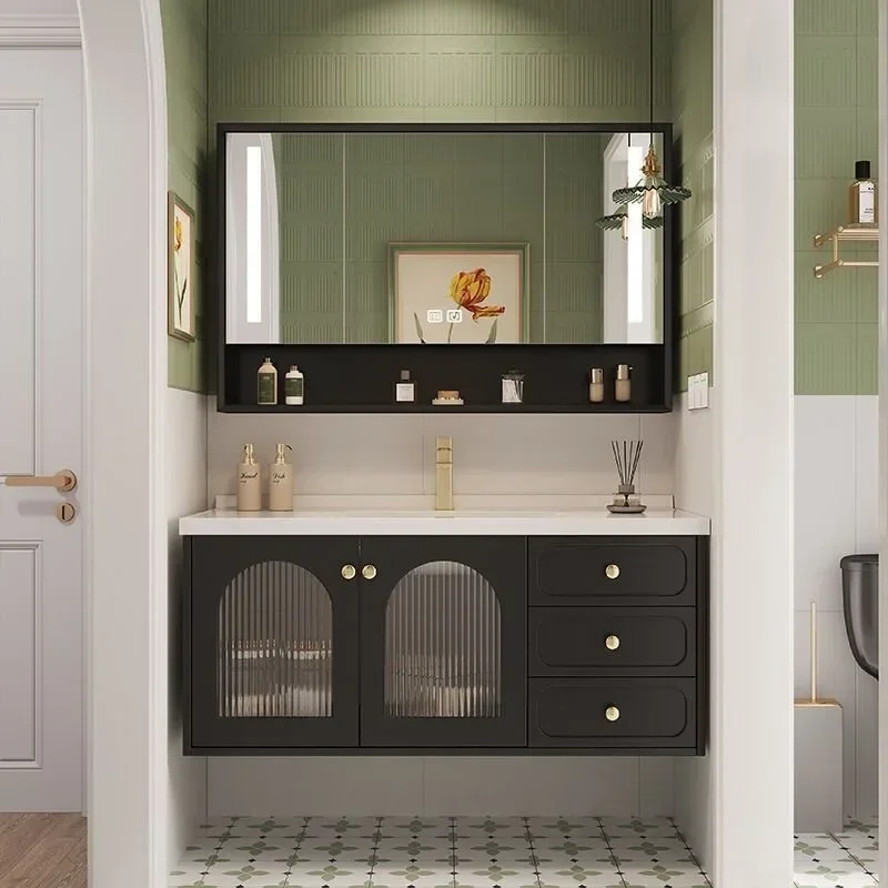 

Lazy Vintage Bathroom Cabinet Smart Mirror Ceramic Integrated Basin Luxury Bathroom Vanity Toilet Vestidores Trendy Furniture