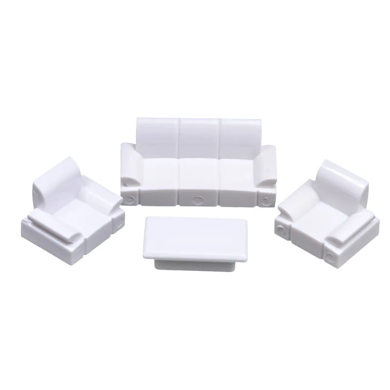 3picecs1:50 Juego de muebles en miniatura - Cama interior Sofá Silla TV Oficina Kit para mesa de arena Modelo de arquitectura