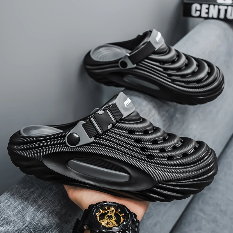 

Men's Summer Outdoor Sports Sandals Anti-Slip Headed Clog Shoes Beach Water Driving Dual-Purpose Cool Slippers Breathable EVA