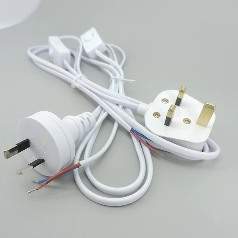 transparent White black UK AU EU US AC desk lamp Power supply extend connector Adapter cable repair Cord electric Switch Plug