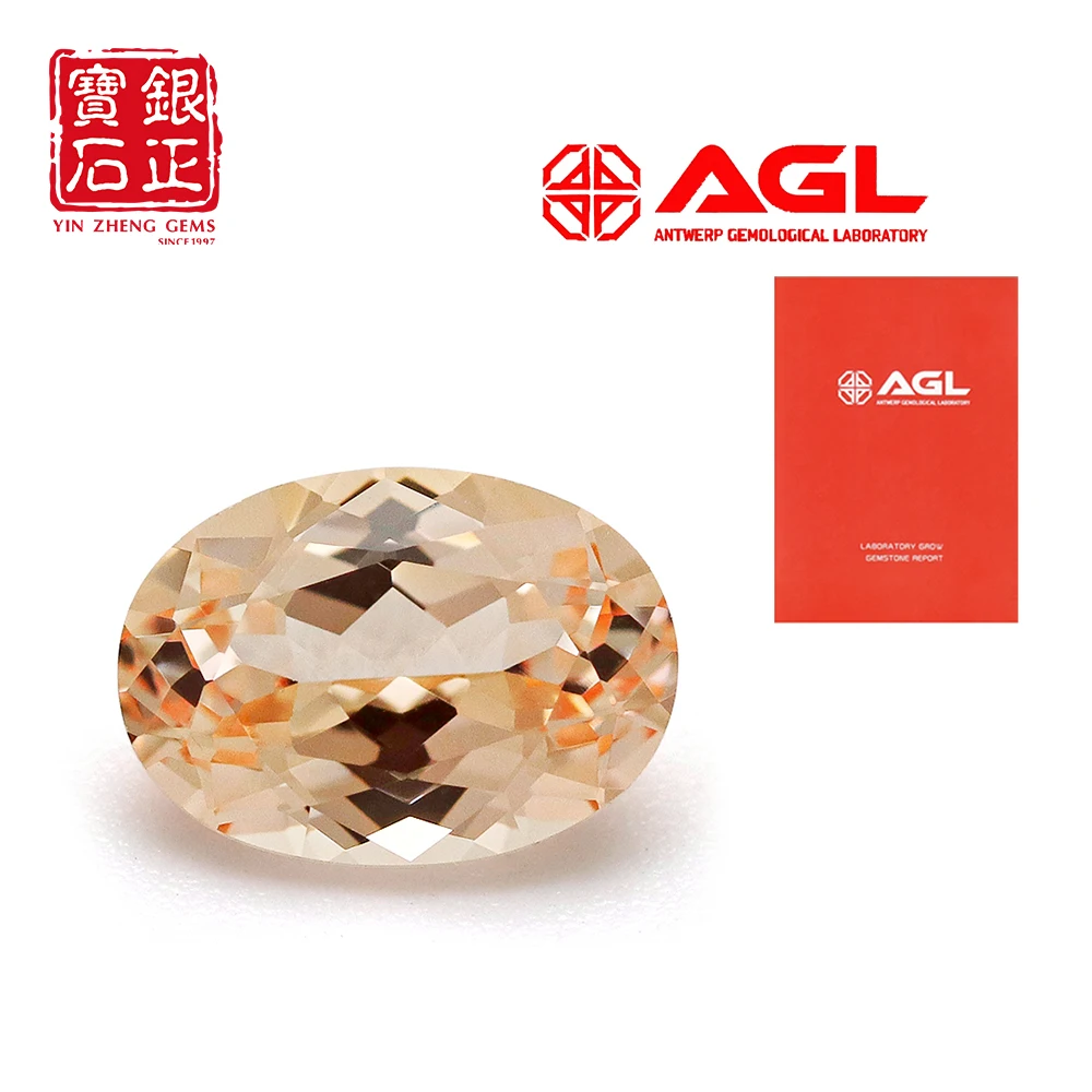 

Flame Melted Morgan Orange Big Size Oval Shape 10X12mm Synthetic Corundum With AGL Certificate Loose Gemstone For Making Jewelry