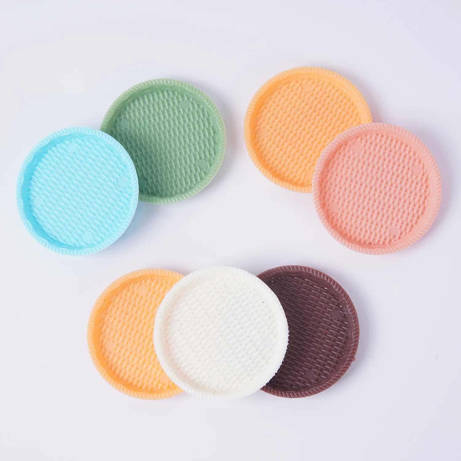5pcs Mini Round Tray Woven Rattan 5cm Small Plate DIY Miniatures Dollhouse Kitchen Scene Kitchenware Simulation Decoration