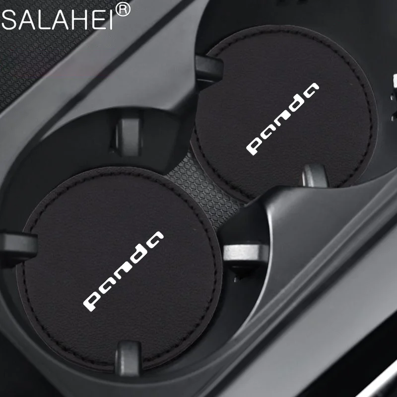 2Pcs Car Coasters Water Cup Slots Non-Slip Mats Waterproof Pads Auto Styling Interior Accessories For FIAT Panda 169 4X4