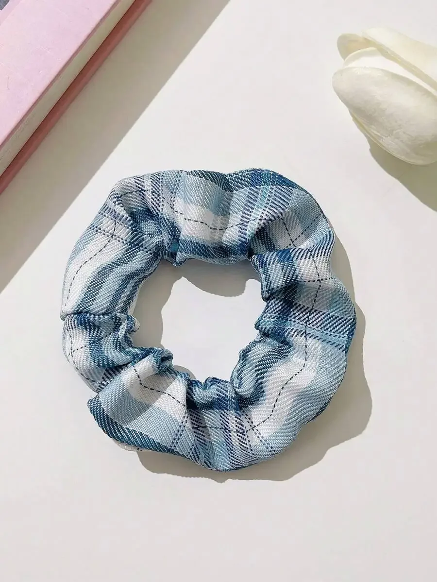 

10pcs Women Plaid Scrunchies Casual Hair Ties Elastic Hair Bands Beauty Accessories