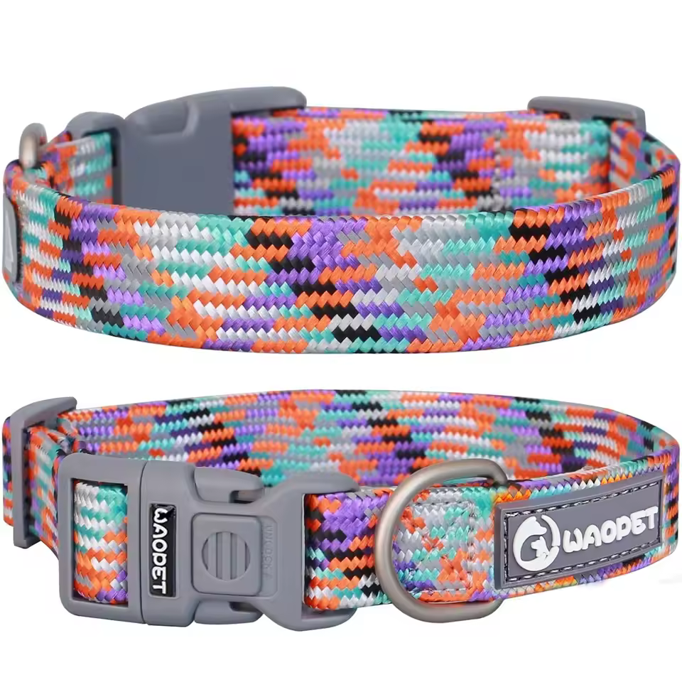 Comfort Pet Collar, Reflective Nylon Dog Collar with Safety Lock, Adjustable Soft and Durable for Small Medium Large Dogs