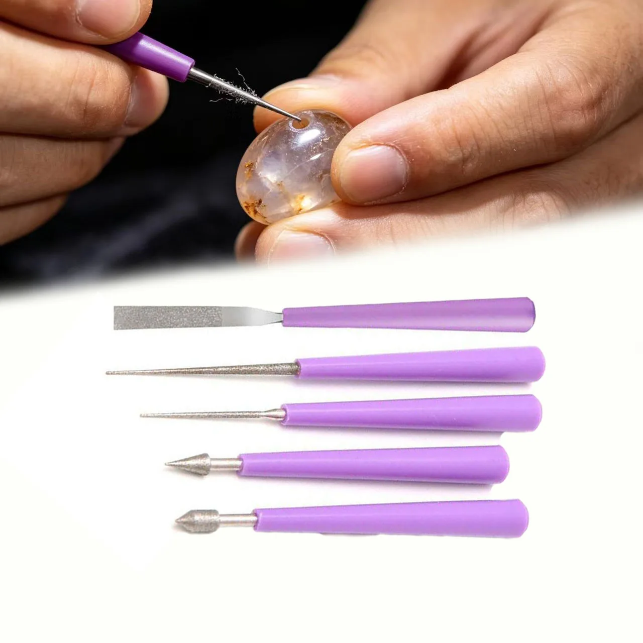 5pcs Needle File Glass Beads Reamer Eading Hole Enlarger For Beads Pearls Crystals Beading Hole Enlarger Grinding Tool Set