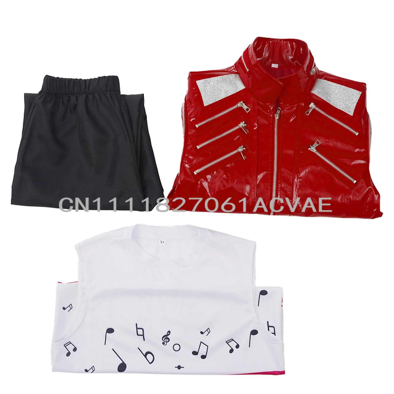 

Michael Jackson Red Leather Jacket Cosplay Costume for Men Movie Character Stage Performance Outfit Road Star