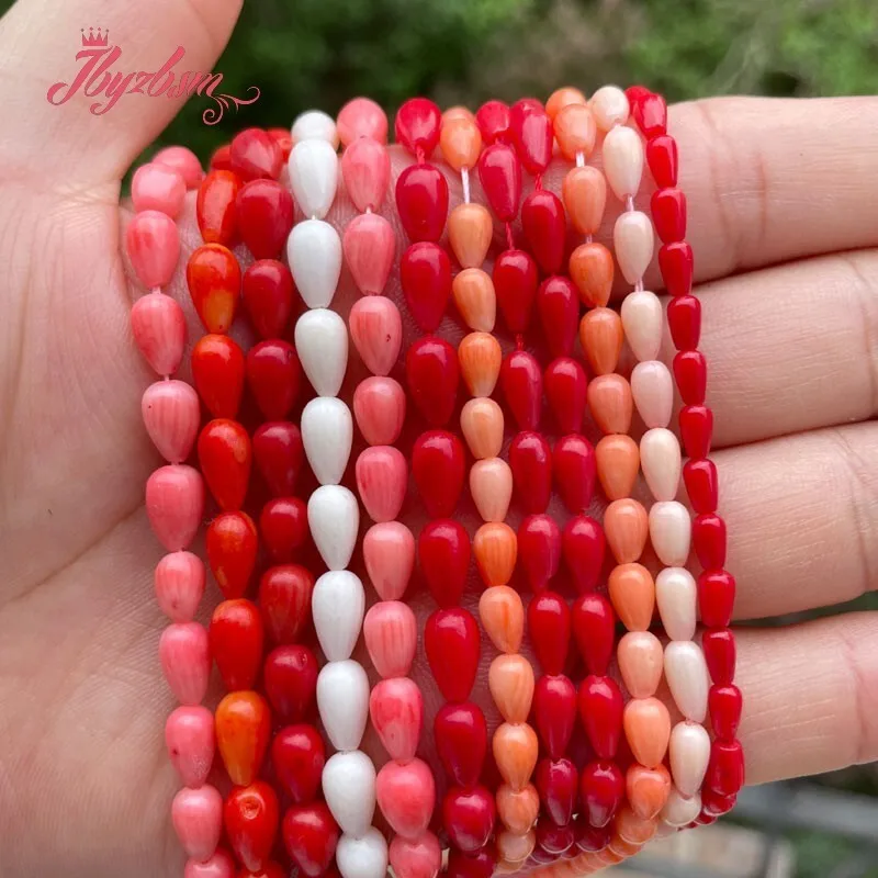 Drop Coral Red Pink White Orange Spacer Loose Bead Natural Stone 15 inch for DIY Accessories Necklace Bracelet Jewelry Making