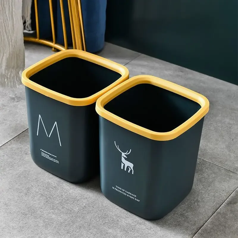 Plastic Wastebasket Home Living Room Bedroom Kitchen Bathroom No Lid Nordic Paper Basket Garbage Bin  Dustbin