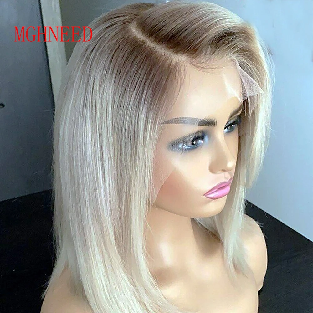 13x4 Human Hair Lace Frontal Wig Ombre Ash Blonde Lace Wigs For Women Straight Brazilian Preplucked Transparent lace