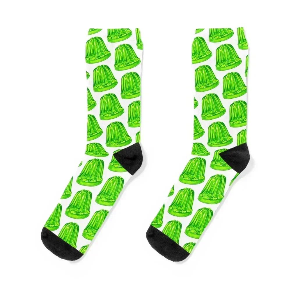 

Green Jello Mold Pattern - White Socks winter thermal Stockings man cycling Mens Socks Women's