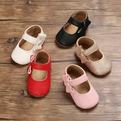 Cute Baby PU Leather First Walkers Baby Girl Moccasins Shoes Bowknot Soft Soled Non-slip Footwear Crib Shoes