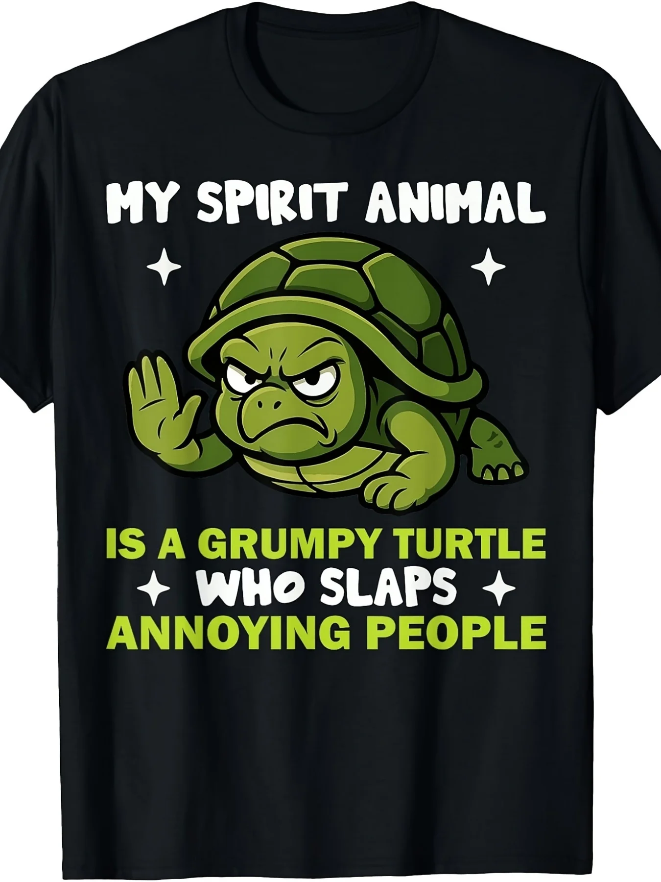 Humorous T-Shirt Featuring an Angry Turtle Spirit Animal, with a Slightly Stretchy Round Neck Design, Sizes Ranging from S to Xxxl, Perfect for Casual Outings, Parties, Beach Activities, and Year-Round Sports, Plus Size