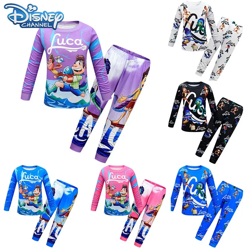 Pijamas de Disney Pixar Luca para niños, ropa de dormir de Cosplay de dibujos animados, pijamas Kawaii Luca de Anime, ropa de dormir de manga larga para el hogar, regalo para niños