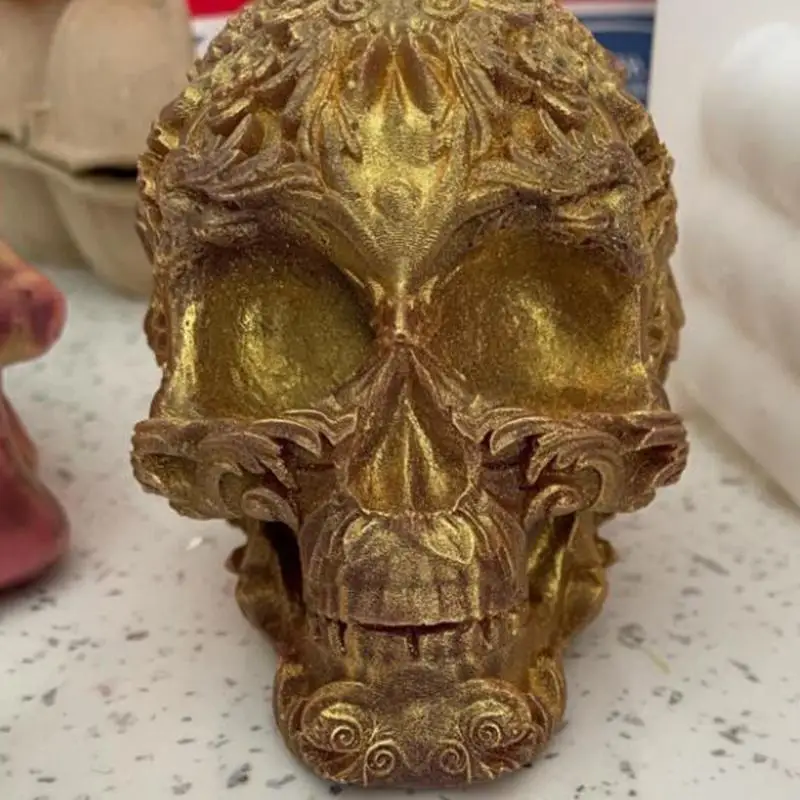 J78F ثلاثي الأبعاد تنقش زهرة الجمجمة قالب من السيليكون DIY بها بنفسك الديكور صنع الصابون شمعة تذوب الراتنج بوليمر كلاي